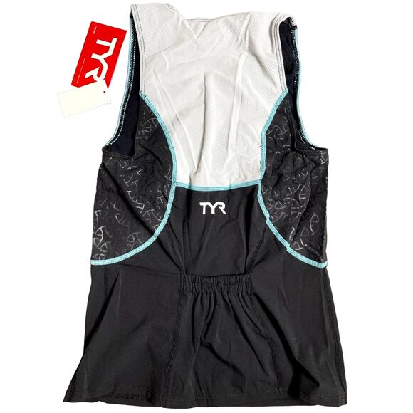 TYR Competitor Womens LOOSE Tri Singlet w/ Bra Top Black Light Blue Sz XS - $72 - Picture 2 of 6